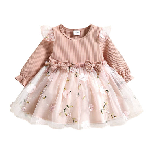3M-3 anos | Vestido Infantil Rosa, Laços & Flores - Mãe Compra De Mãe