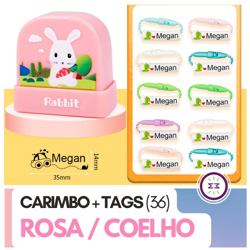 COMBO PACK: Carimbo Personalizado de Roupa + 36 Tags Personalizadas - Mãe Compra De Mãe