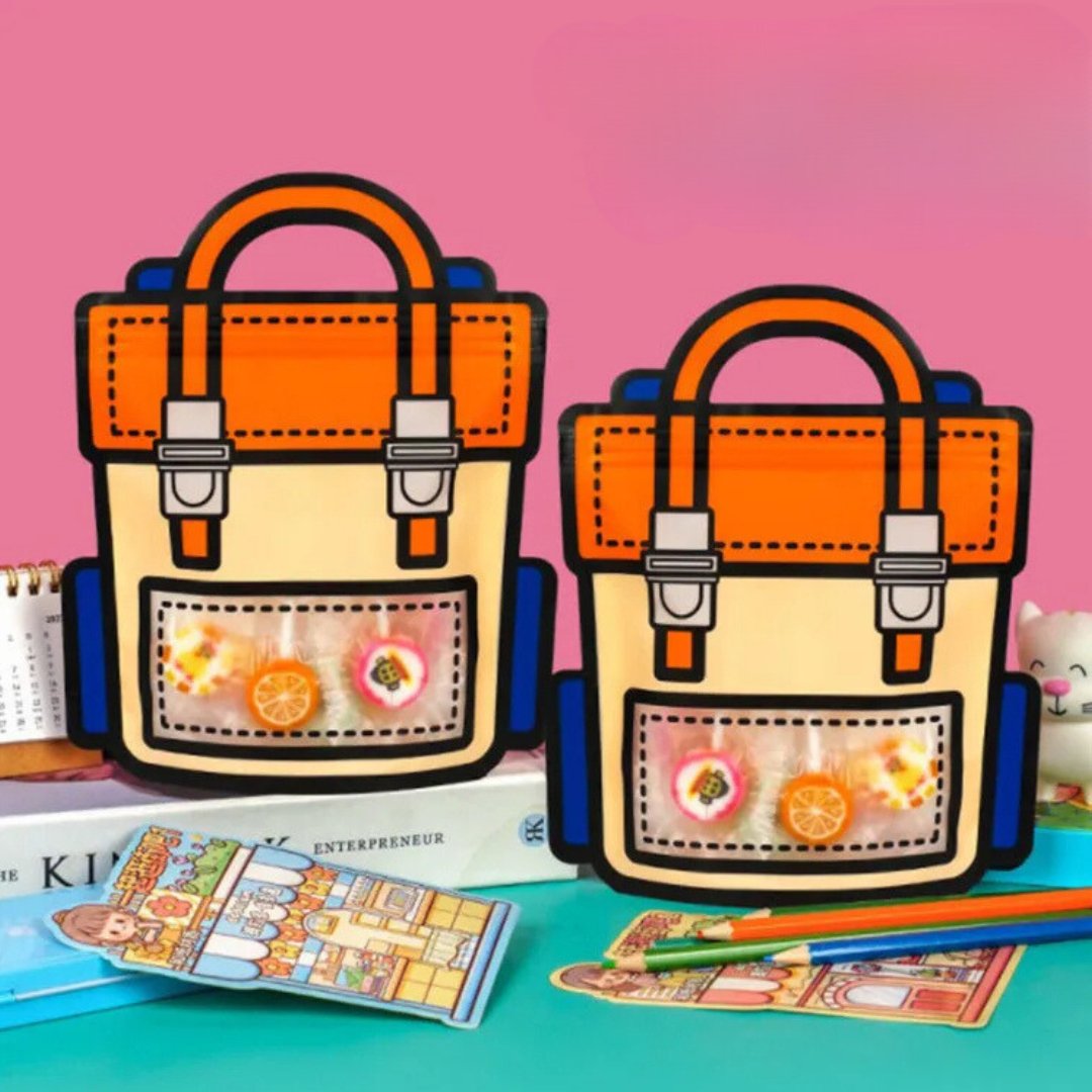 Kit de Saquinhos Zip Lock Estilo Cartoon para Armazenar Lanche da Escola ou Lembracinha de Aniversário - Opções com 10 ou 100 unidades - Mãe Compra De Mãe