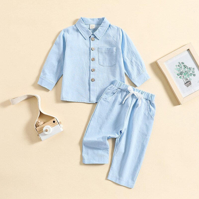 6m-3anos | Cj. (2pcs) Calça + Camisa #meninos #Outono - Mãe Compra De Mãe