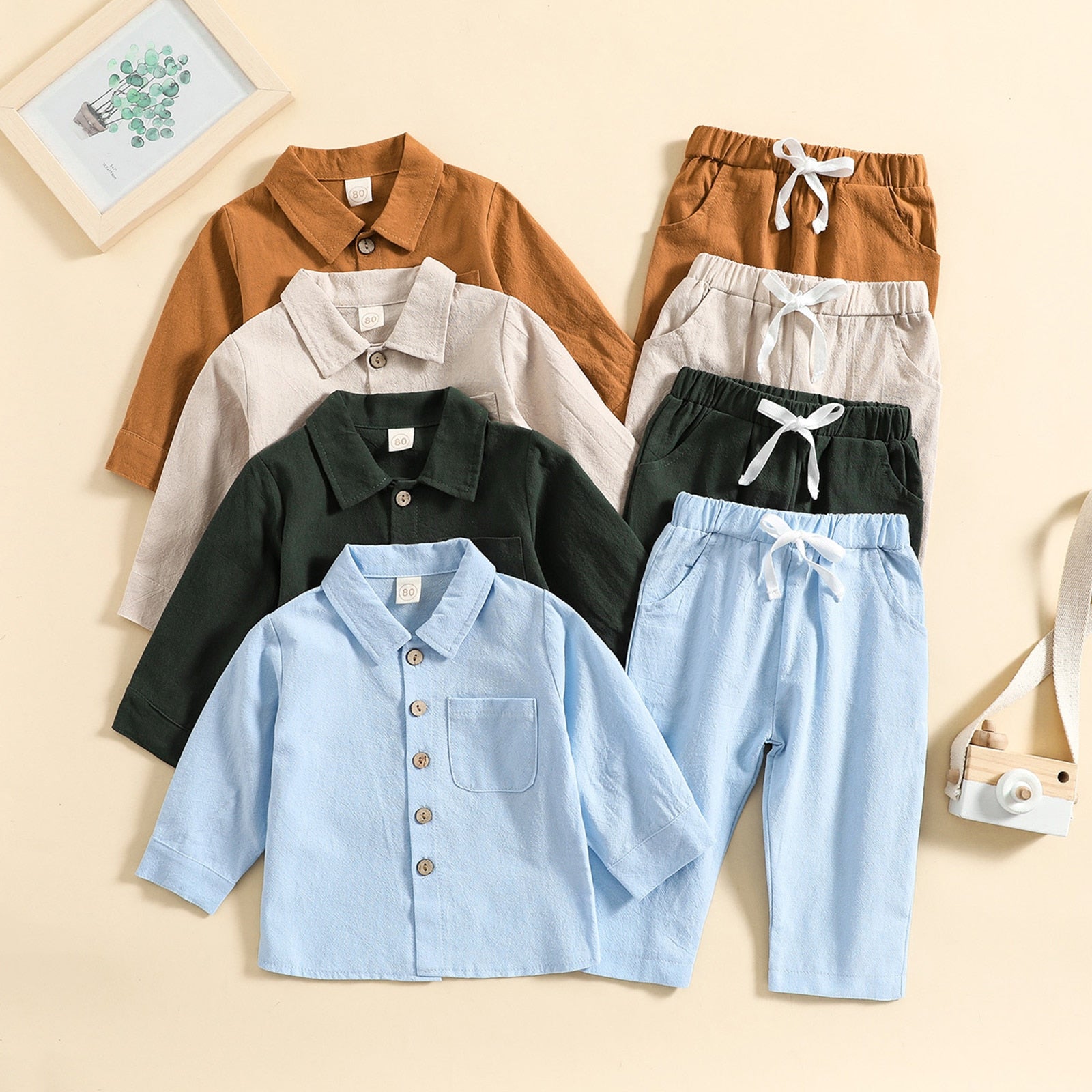 6m-3anos | Cj. (2pcs) Calça + Camisa #meninos #Outono - Mãe Compra De Mãe