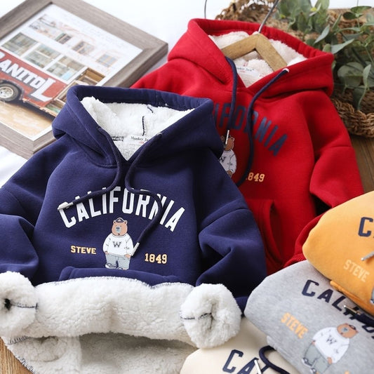 Blusão Fleece Peluciado #Sherpa Grosso c/ Capuz Hoodie #California Bear #Inverno Oversized - Mãe Compra De Mãe