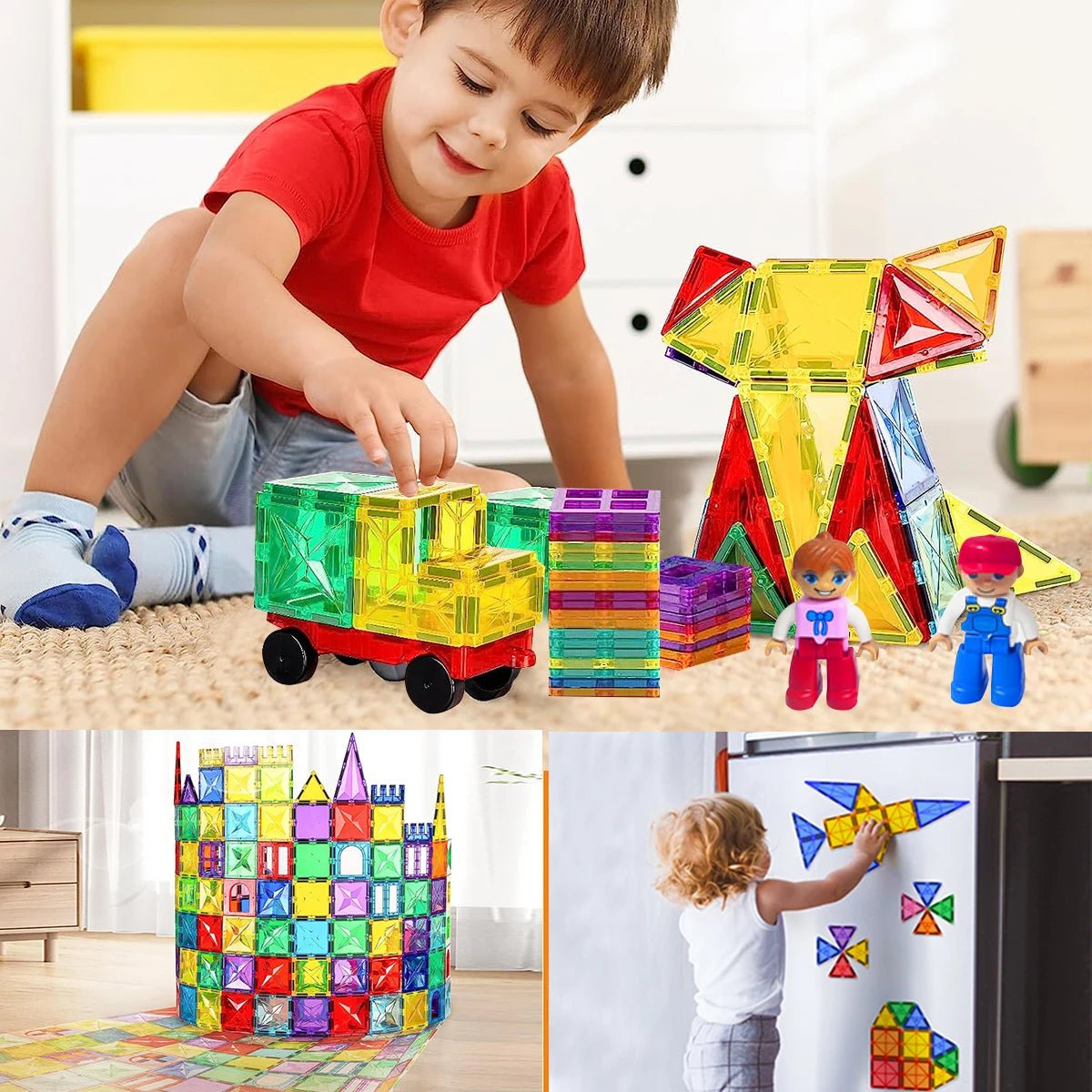 #Brinquedo Kit com 24 ou 41 Peças de Blocos Magnéticos de Montar | Brinquedo Educativo | Montessori - Mãe Compra De Mãe