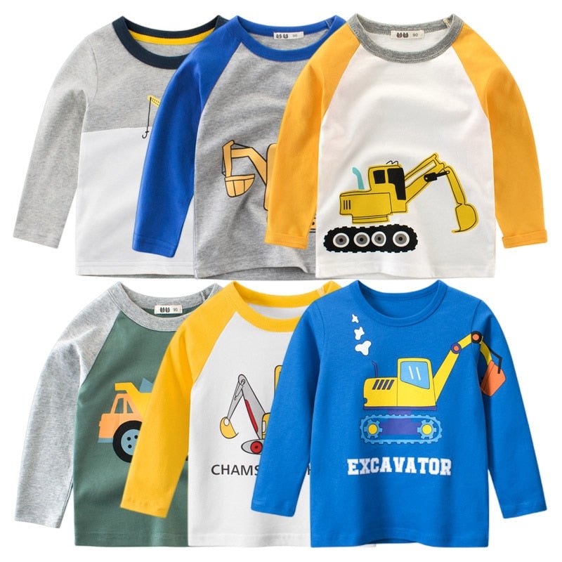 Camiseta Infantil Construtores - Manga Longa - Tam: 1-9 anos - Mãe Compra De Mãe