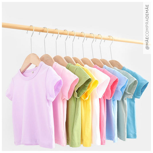 Camisetas Básicas 16 Cores Lisas Tam: 1-6 anos #unissex 100% Algodão - Mãe Compra De Mãe