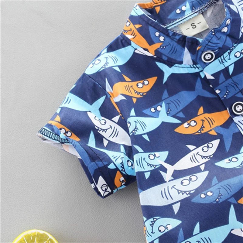 Cj. 2(pcs) #LittleSharks Camisa e Shorts Tam: 6-36 meses #meninos - Mãe Compra De Mãe