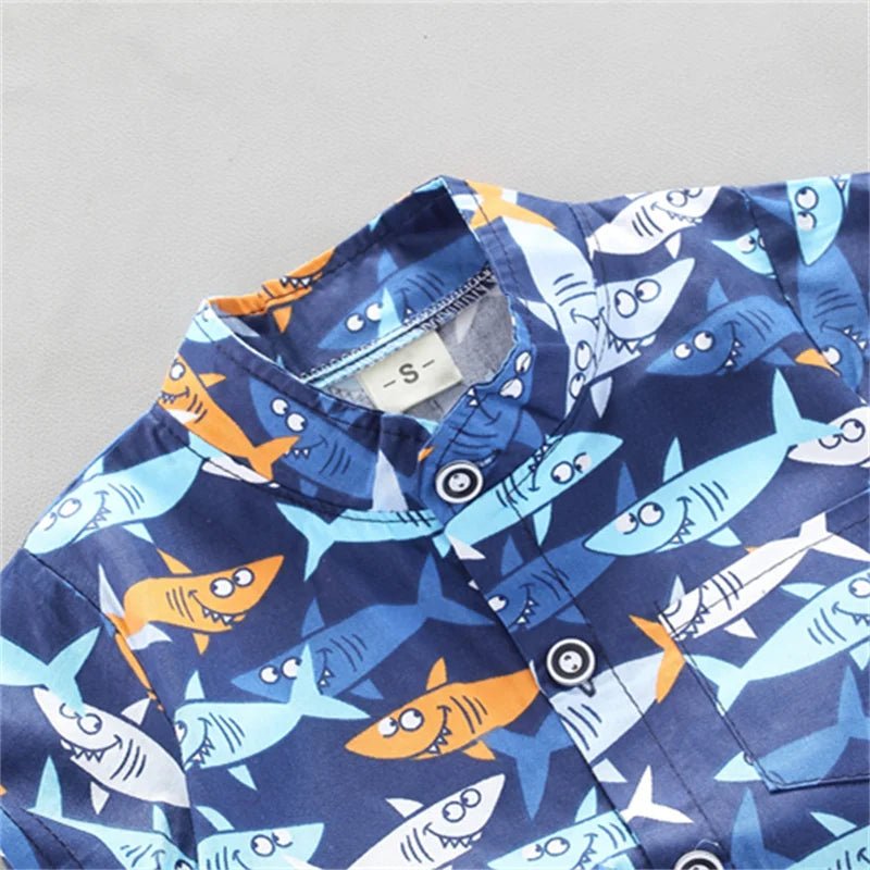 Cj. 2(pcs) #LittleSharks Camisa e Shorts Tam: 6-36 meses #meninos - Mãe Compra De Mãe