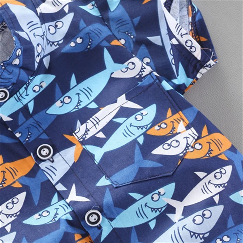 Cj. 2(pcs) #LittleSharks Camisa e Shorts Tam: 6-36 meses #meninos - Mãe Compra De Mãe