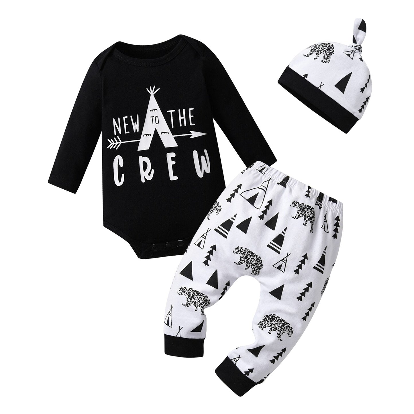 Cj. 3 Peças Bebê #Inverno: Body Manga Longa + Calça + Touca - Mãe Compra De Mãe