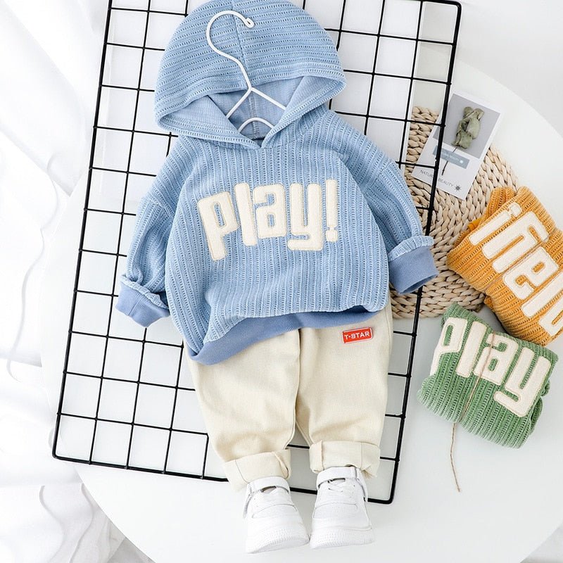 Conjunto (2pcs) Bebê / Toddlers PLAY - Blusão com Capuz + Calça - Tam: 6 meses até 4 anos - Mãe Compra De Mãe