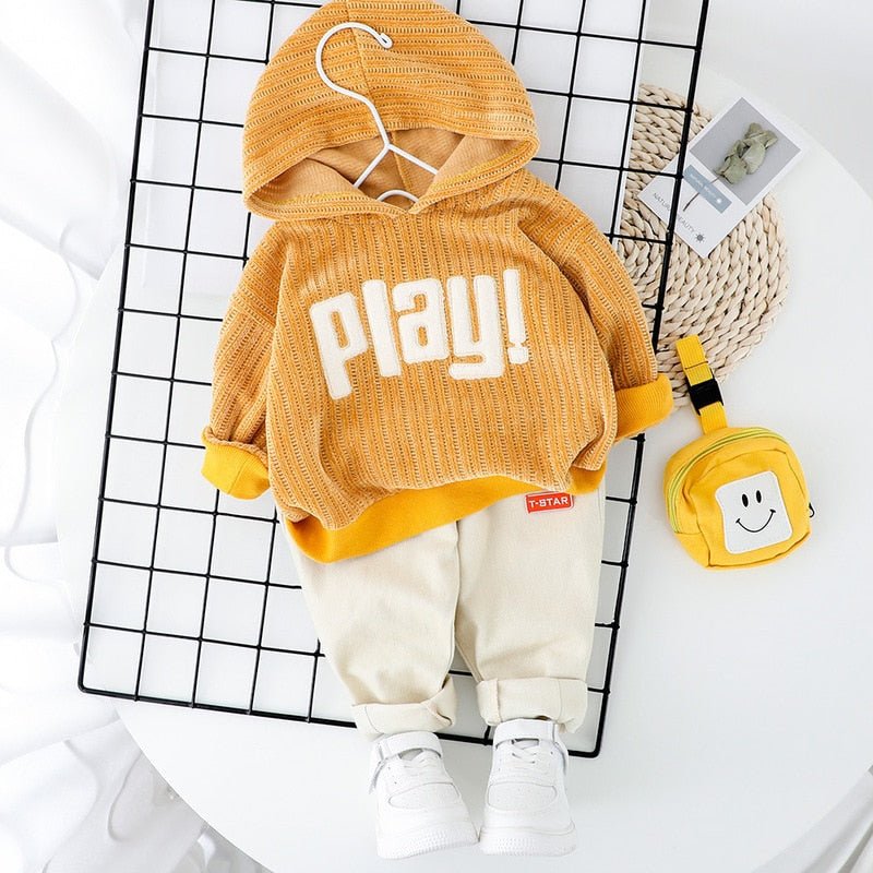 Conjunto (2pcs) Bebê / Toddlers PLAY - Blusão com Capuz + Calça - Tam: 6 meses até 4 anos - Mãe Compra De Mãe