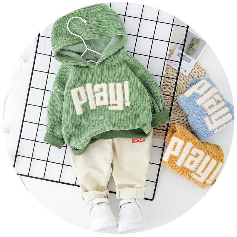 Conjunto (2pcs) Bebê / Toddlers PLAY - Blusão com Capuz + Calça - Tam: 6 meses até 4 anos - Mãe Compra De Mãe