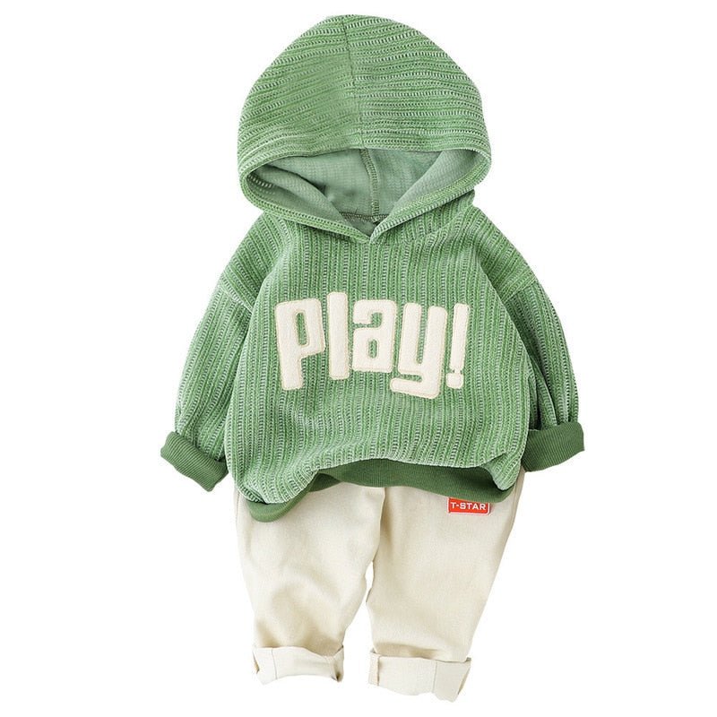 Conjunto (2pcs) Bebê / Toddlers PLAY - Blusão com Capuz + Calça - Tam: 6 meses até 4 anos - Mãe Compra De Mãe