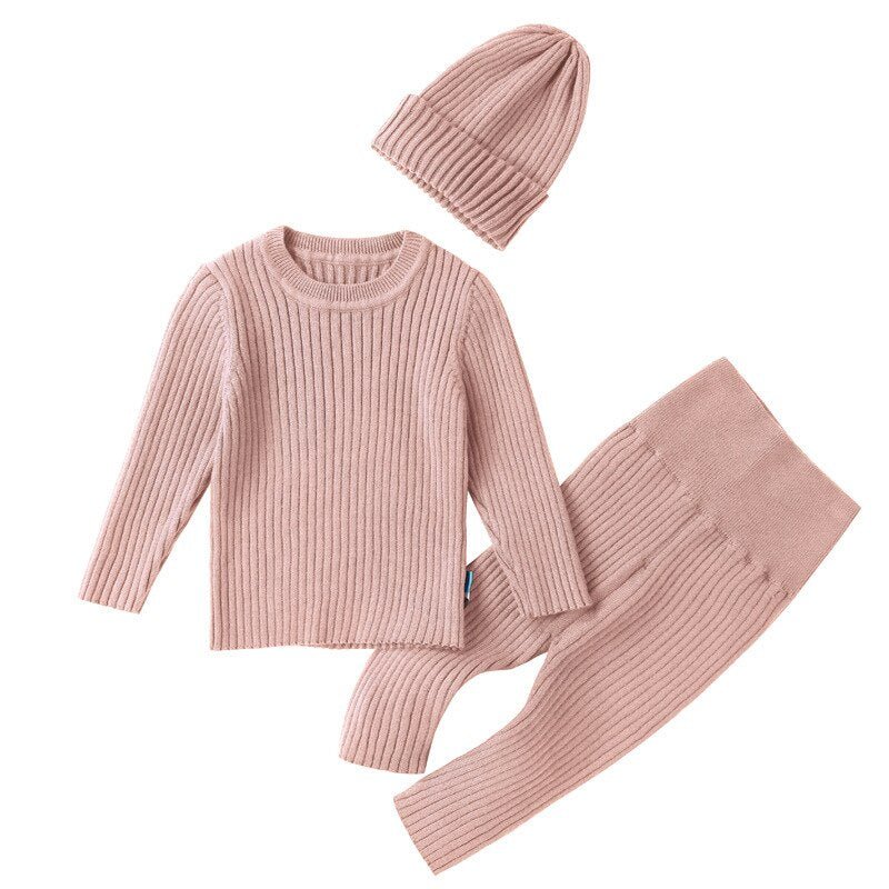 Conjunto 3 Peças (Calça + Suéter + Gorro) em Tricot - Tam 3 meses até 3 anos - #Outono #Inverno - Mãe Compra De Mãe