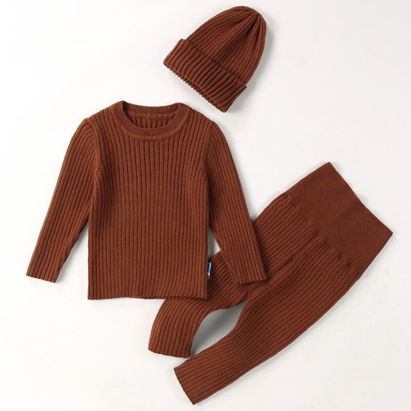 Conjunto 3 Peças (Calça + Suéter + Gorro) em Tricot - Tam 3 meses até 3 anos - #Outono #Inverno - Mãe Compra De Mãe