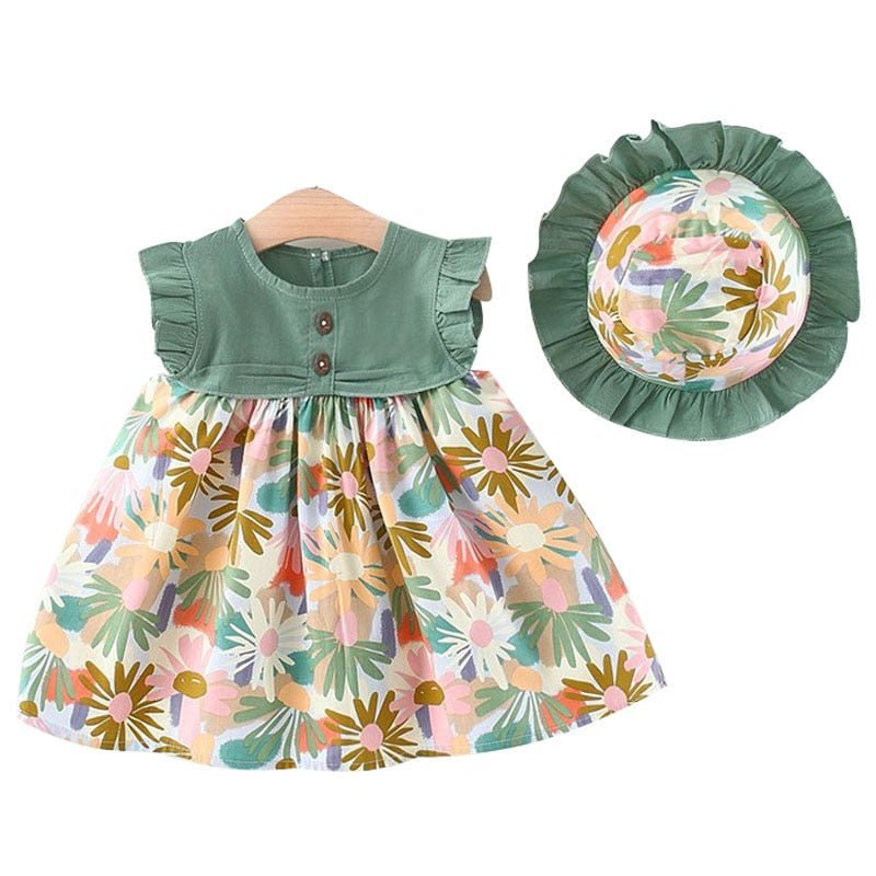 Conjunto de Bebê Verão #RN até 3 anos | Vestido com Chapeuzinho - Mãe Compra De Mãe