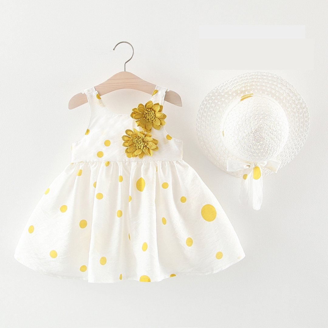 Conjunto de Bebê Verão #RN até 3 anos | Vestido com Chapeuzinho - Mãe Compra De Mãe