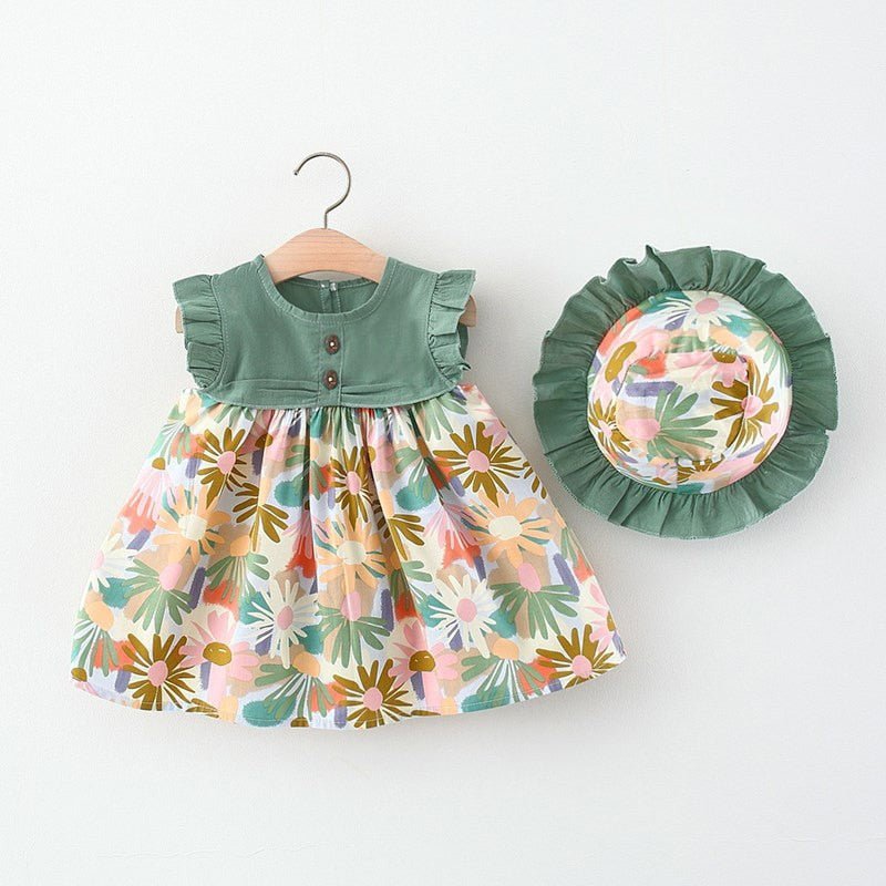 Conjunto de Bebê Verão #RN até 3 anos | Vestido com Chapeuzinho - Mãe Compra De Mãe