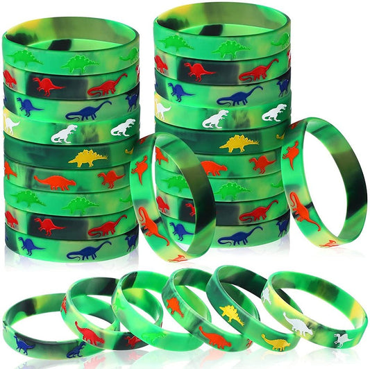 Kit de Pulseiras de Silicone Tema Dinossauro Perfeito para Lembrancinha de Aniversário - Mãe Compra De Mãe