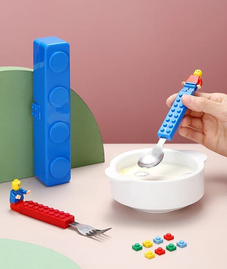 Kit Talheres Infantis Inspiração #Lego - Mãe Compra De Mãe
