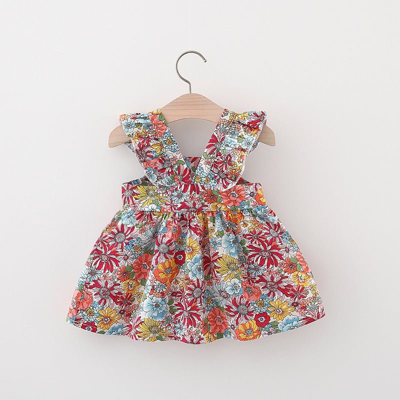 #Look Bebê 2Pcs | Vestido Floral + Bolsa | Tam: 9M - 3 anos - Mãe Compra De Mãe