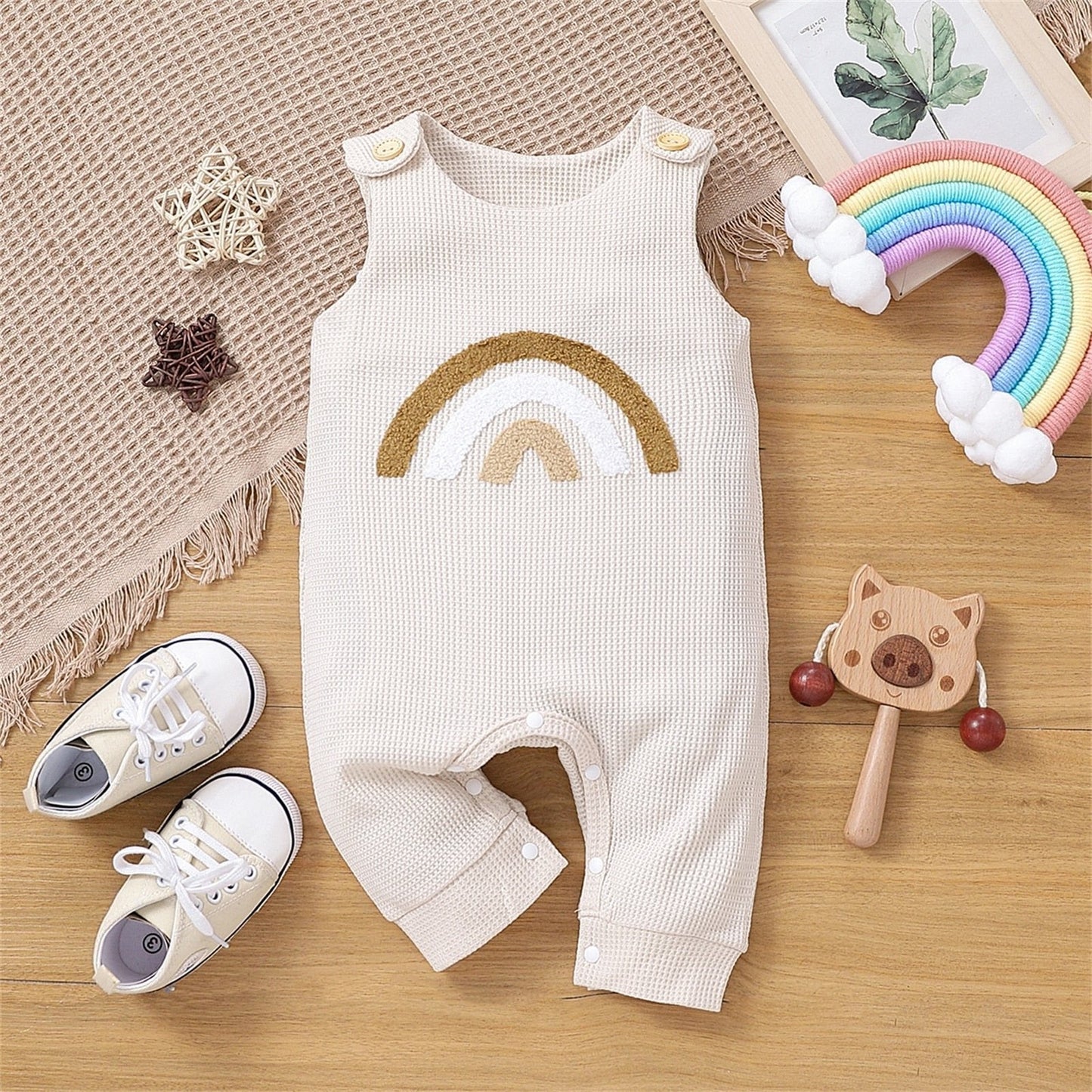 Macacão Arco-íris Boho Verão | 0-18 meses - Mãe Compra De Mãe