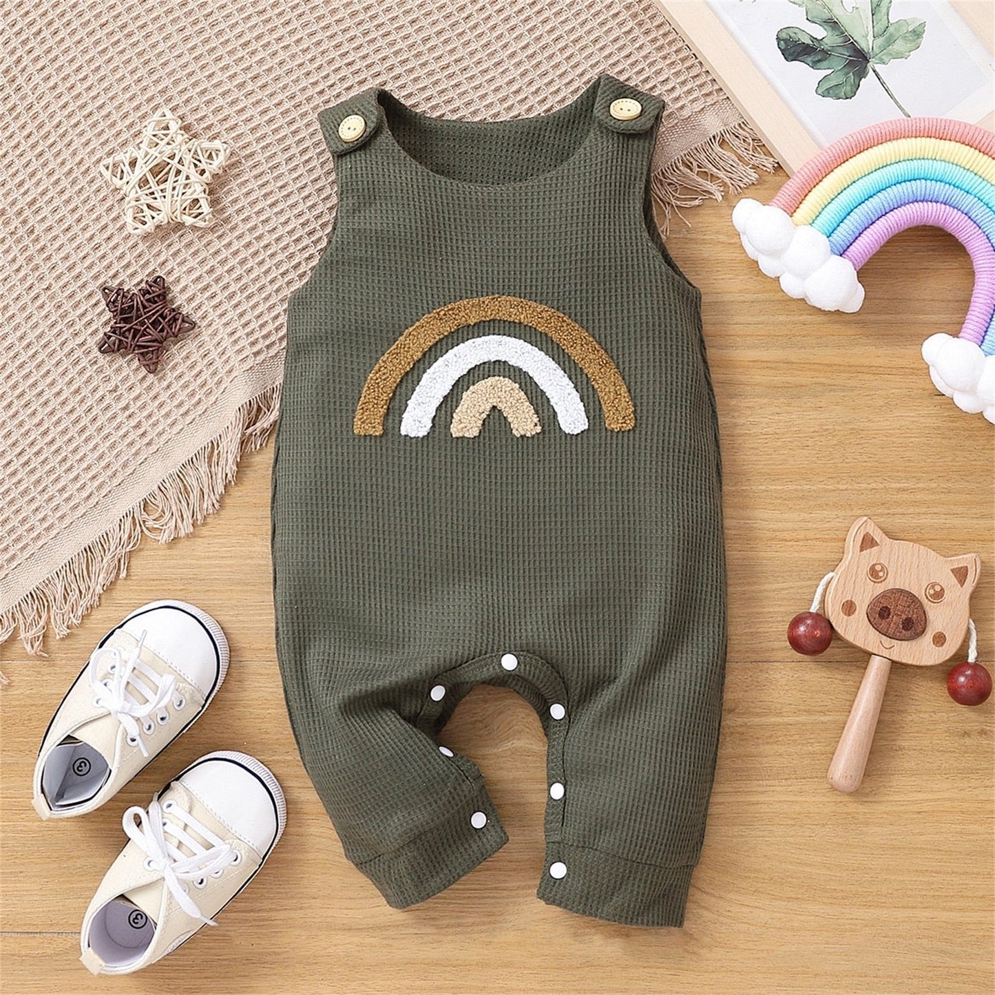 Macacão Arco-íris Boho Verão | 0-18 meses - Mãe Compra De Mãe