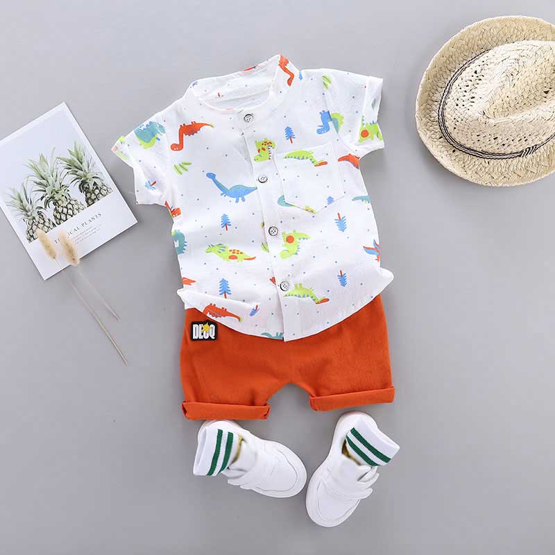 #NEW Cj. Camisa e Bermuda Dino #MãeDeMenino Tam: RN-3 anos - Mãe Compra De Mãe