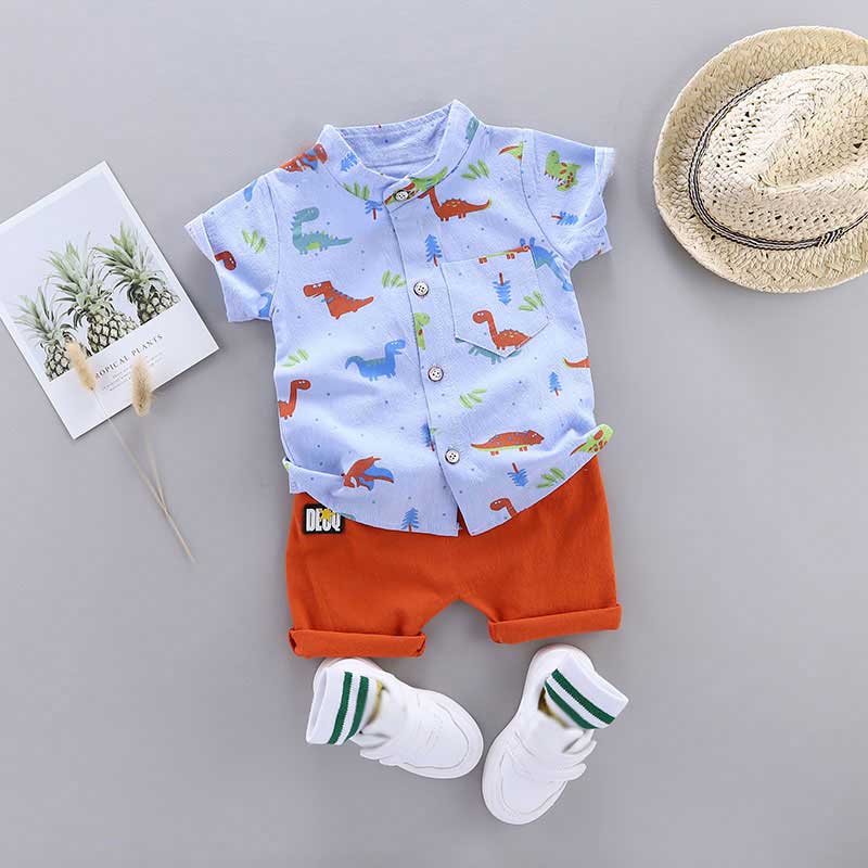 #NEW Cj. Camisa e Bermuda Dino #MãeDeMenino Tam: RN-3 anos - Mãe Compra De Mãe