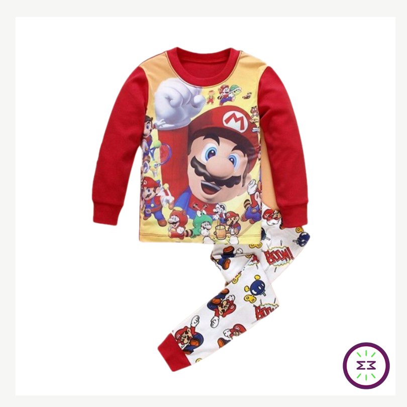 Pijama Infantil Manga Longa Super Mario Bros - Mãe Compra De Mãe