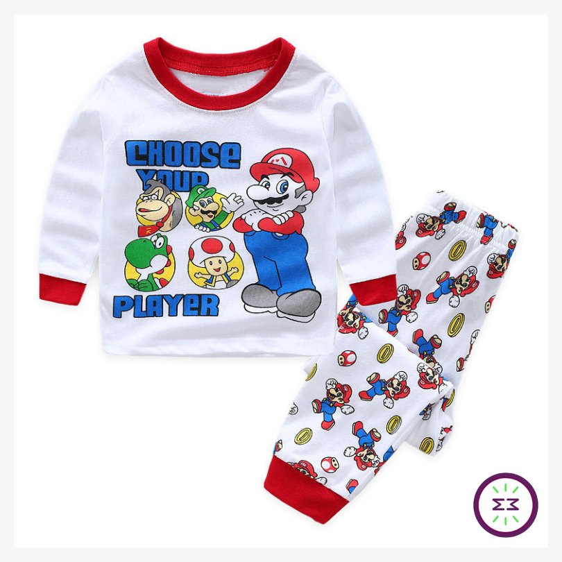 Pijama Infantil Manga Longa Super Mario Bros - Mãe Compra De Mãe