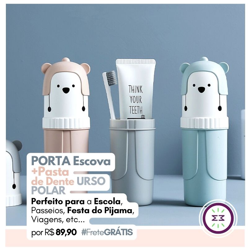 Porta Escova de Dentes Urso Polar - Mãe Compra De Mãe