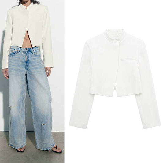 #SALE Blazer Feminino Cropped Off-White - Mãe Compra De Mãe