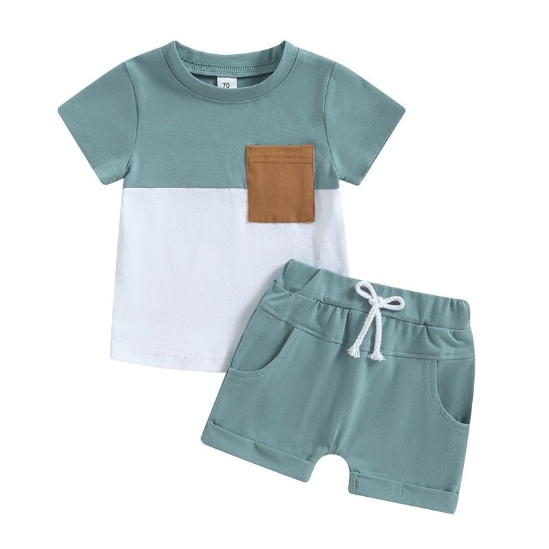 #SALE Cj. 2 Peças Camiseta e Shorts Bicolor - Tam 6M a 3 Anos