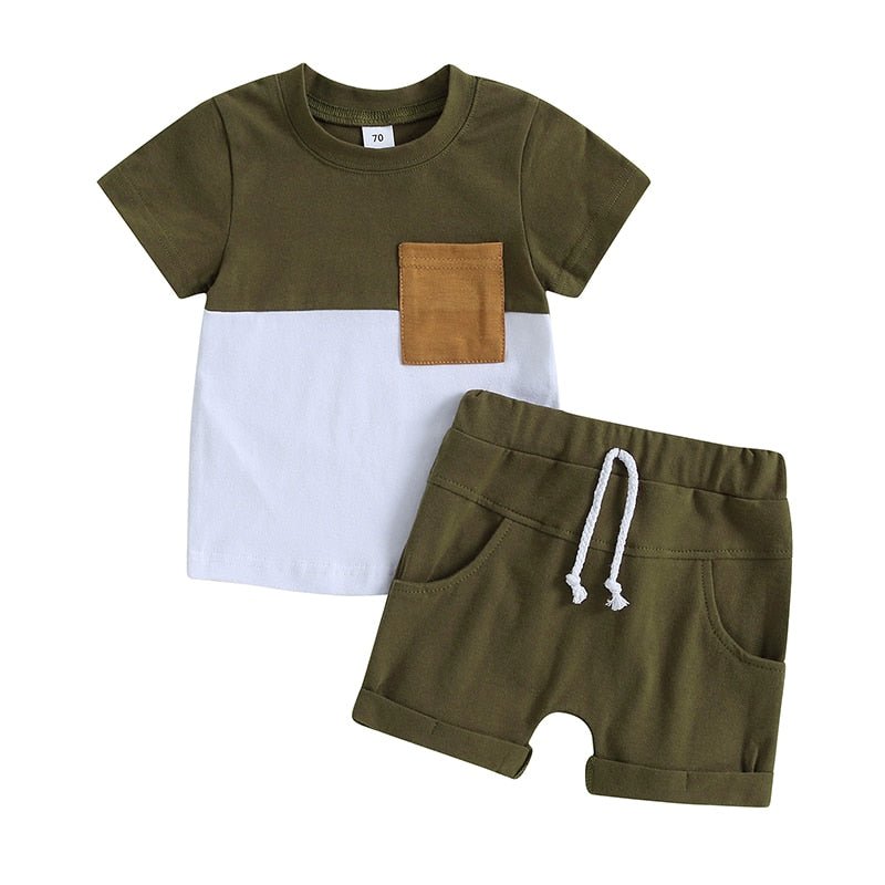 #SALE Cj. 2 Peças Camiseta e Shorts Bicolor - Tam 6M a 3 Anos