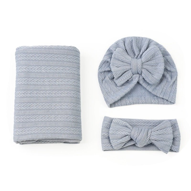 #SALE Kit 3pçs Manta #Swaddle + Turbante + Fita 100% Algodão