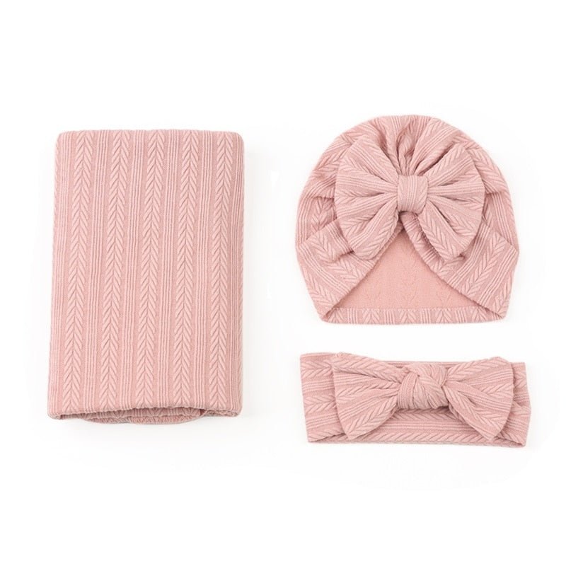 #SALE Kit 3pçs Manta #Swaddle + Turbante + Fita 100% Algodão