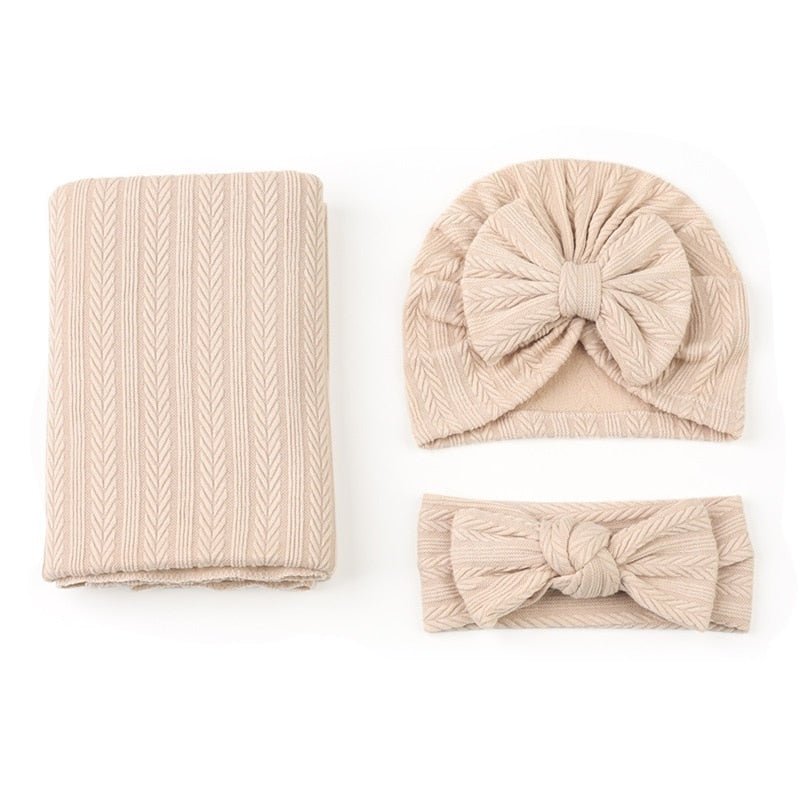 #SALE Kit 3pçs Manta #Swaddle + Turbante + Fita 100% Algodão