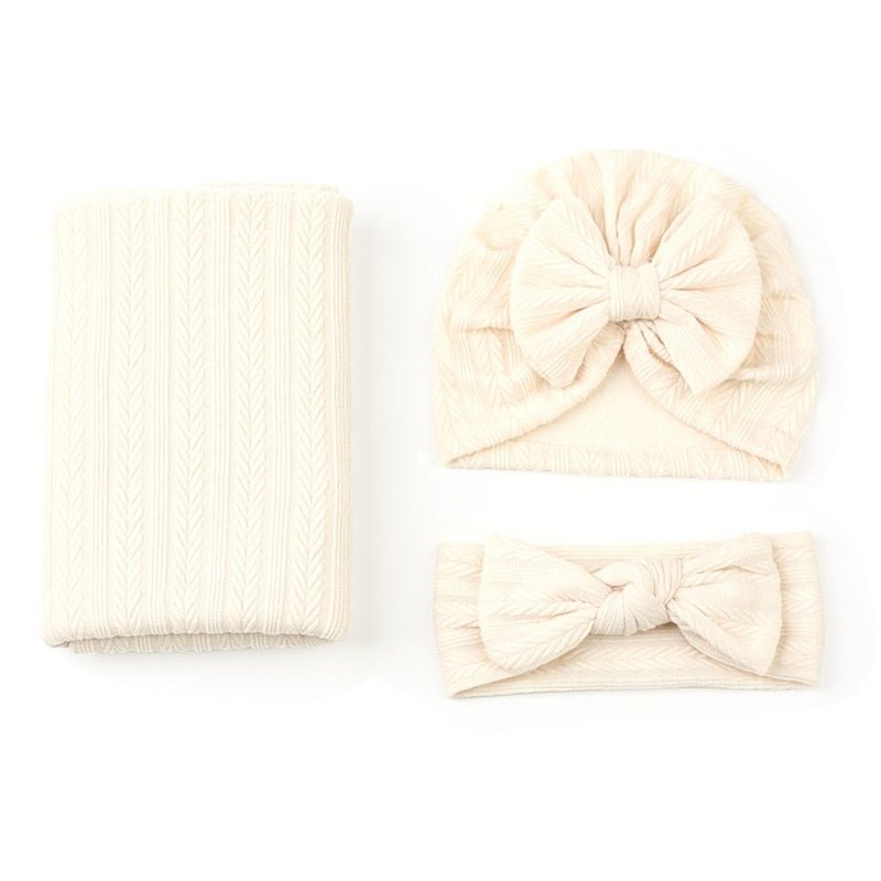 #SALE Kit 3pçs Manta #Swaddle + Turbante + Fita 100% Algodão