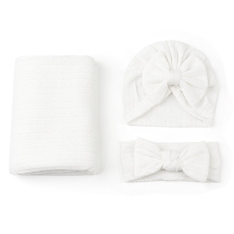 #SALE Kit 3pçs Manta #Swaddle + Turbante + Fita 100% Algodão