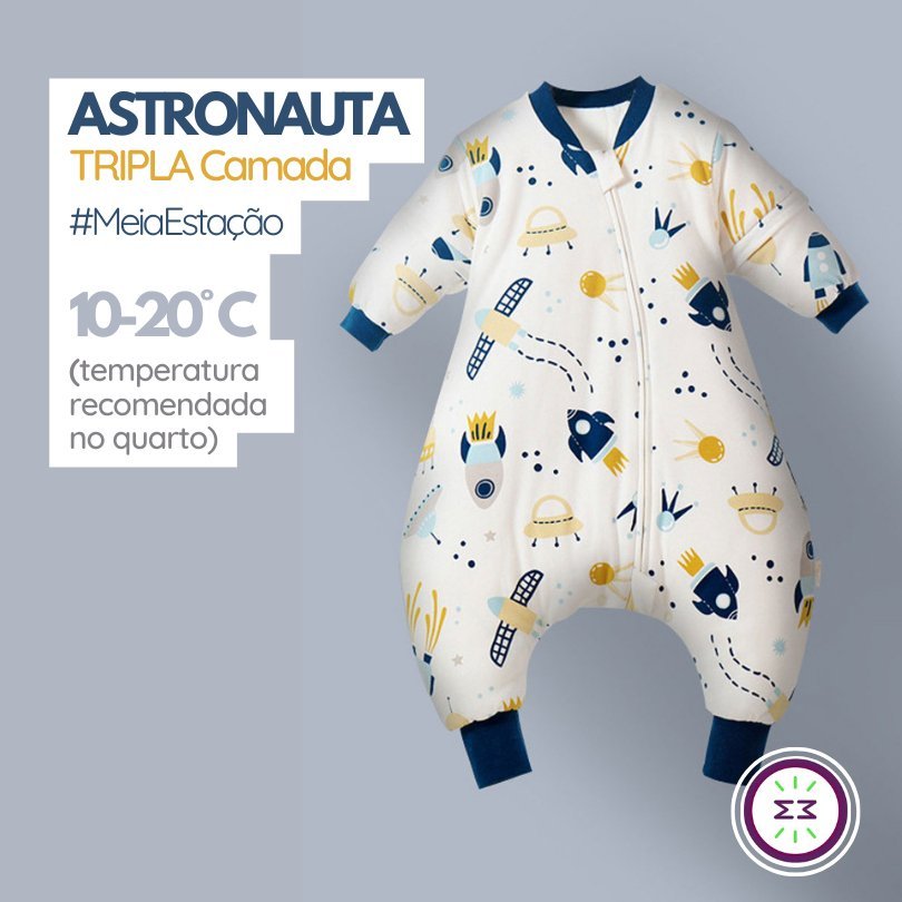 Tam: 6m-4 anos | Saco de Dormir | Manga Removível | 3 Espessuras para as 4 Estações - Mãe Compra De Mãe