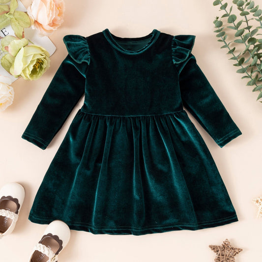 Tam: 6m-5 anos | Vestido #Veludo Manga Longa #Inverno - Mãe Compra De Mãe