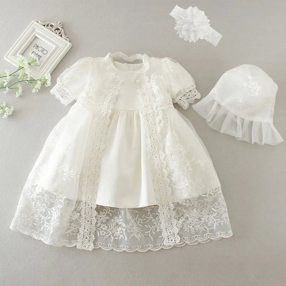 Vestido Branco Infantil para Batizado Vários Modelos - Tam RN a 24 Meses - Mãe Compra De Mãe