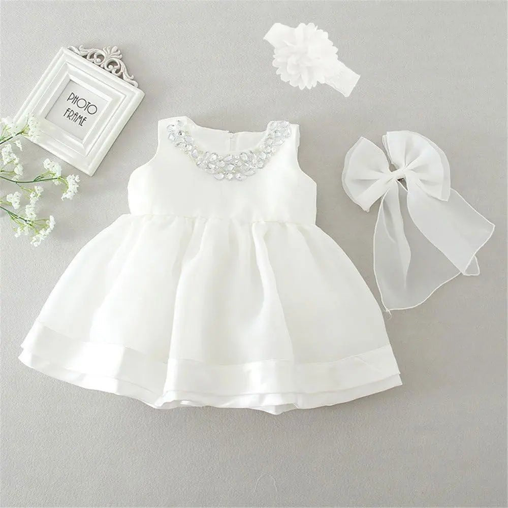 Vestido Branco Infantil para Batizado Vários Modelos - Tam RN a 24 Meses - Mãe Compra De Mãe