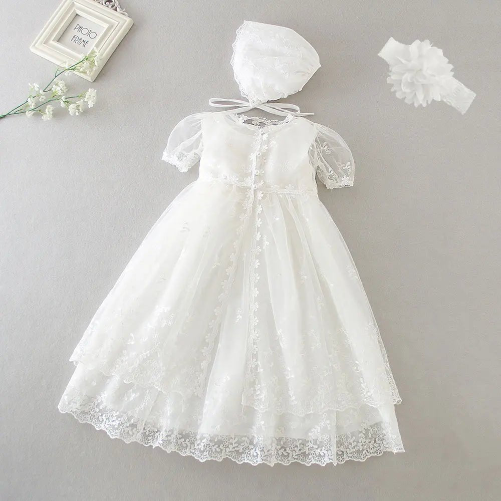 Vestido Branco Infantil para Batizado Vários Modelos - Tam RN a 24 Meses - Mãe Compra De Mãe