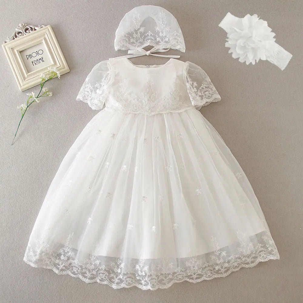 Vestido Branco Infantil para Batizado Vários Modelos - Tam RN a 24 Meses - Mãe Compra De Mãe