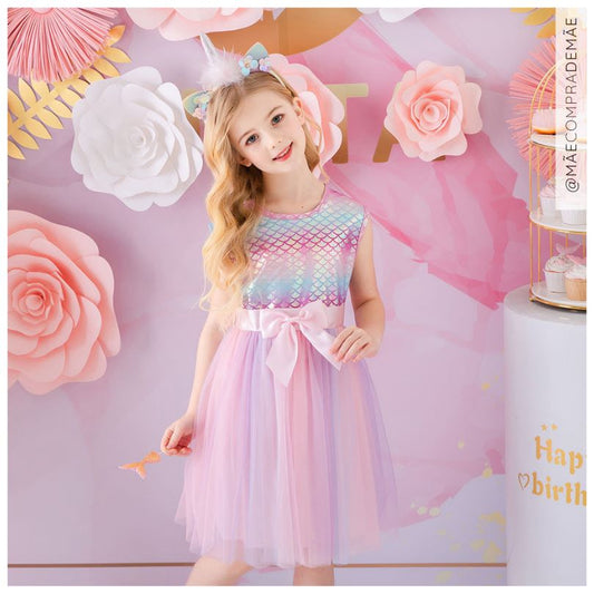 Vestido de Aniversário Sereia #Rosa Tam: 2-8 anos #TheLittleMermaid - Mãe Compra De Mãe