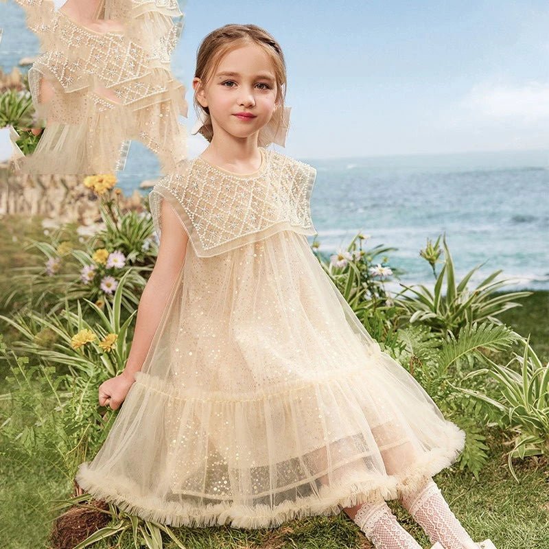 Vestido de Festa Infantil Pérolas | 2-10 anos - Mãe Compra De Mãe