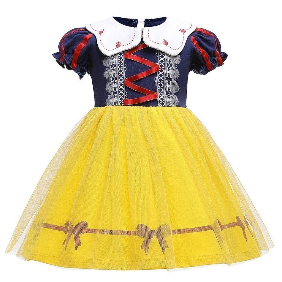 Vestido Fantasia Princesas Rapunzel, Bela, Elza, Branca de Neve e Mais! - Mãe Compra De Mãe