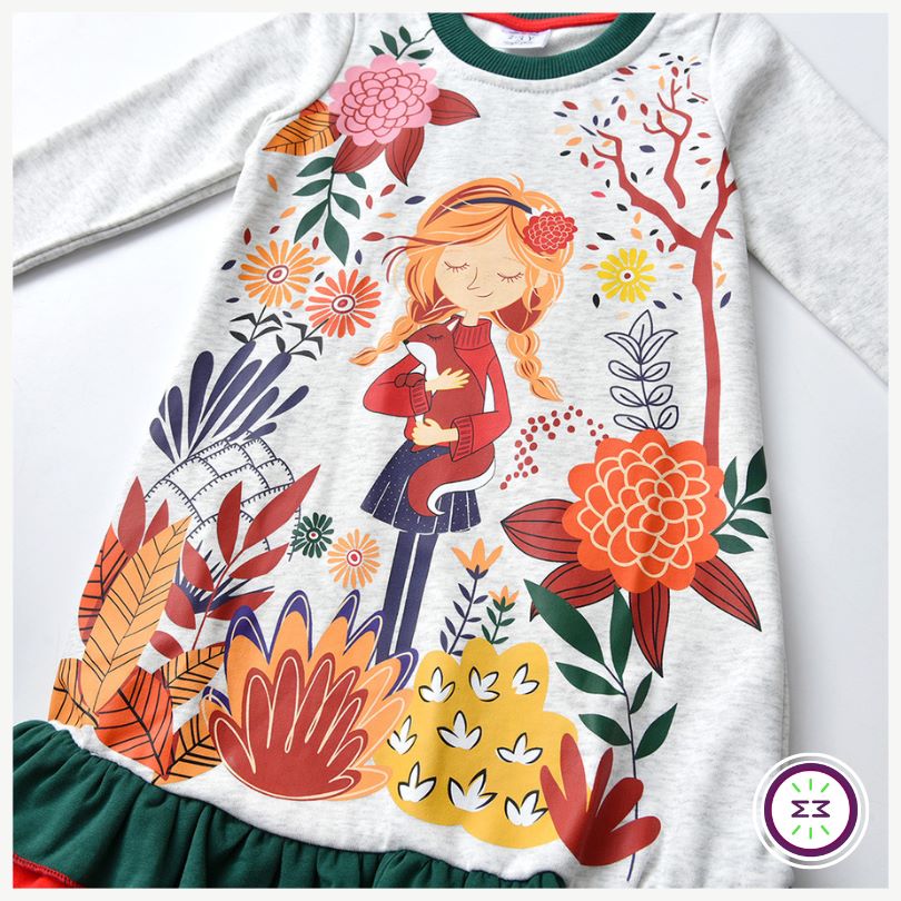 Vestido Infantil 100% Algodão Manga Longa - Mãe Compra De Mãe